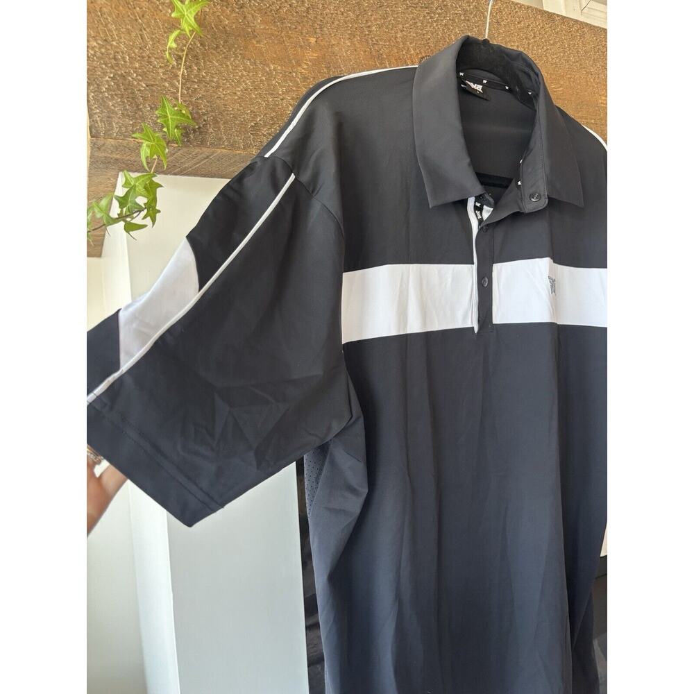 PXG Polo Shirt Mens Large Black White Performance Stretch Laser Cut Golf Preppy - Picture 2 of 9